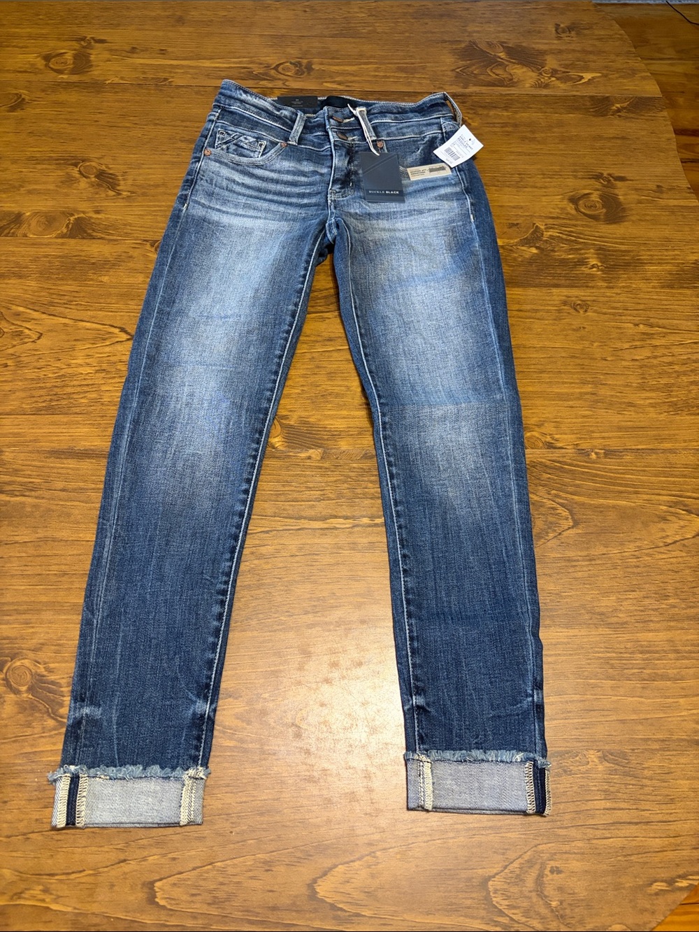 Buckle Women's Blue Distressed Ankle Jeans size 24 high stretch